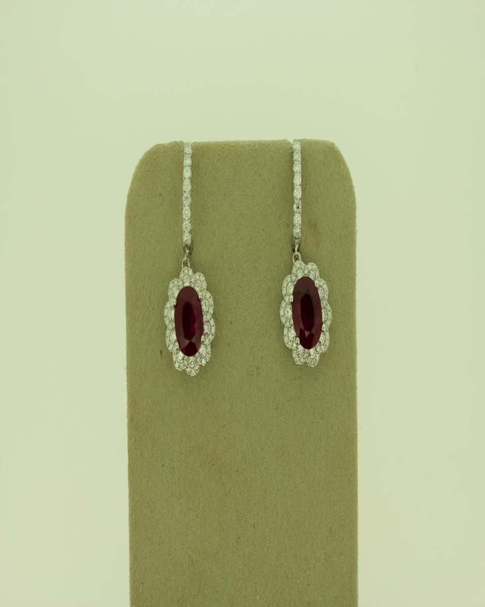 18KW RUBY & DIAMOND EARRINGS